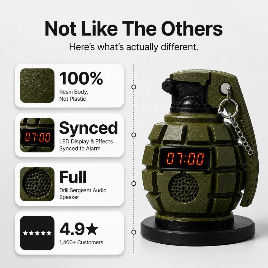 PinBack™ Grenade Alarm Clock